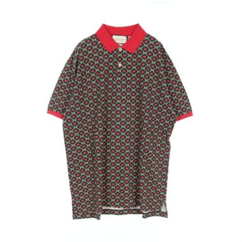 gucci ca37394 ca14517|GUCCI GG star Polo shirt CA37394 CA14517 cotton Black Red .